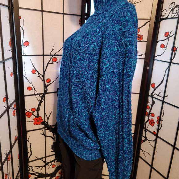 KAREN SCOTT WEAVED DEEP BLUE SOFT COZY CARDIGAN KNIT/SIZE LARGE - Picture 8 of 10